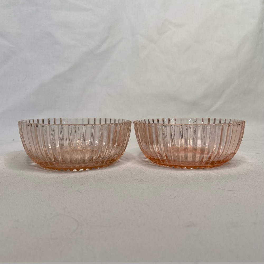 Vintage Set of 2 Pink Depression Candy Bowls Classic Farmhouse Country Shabby